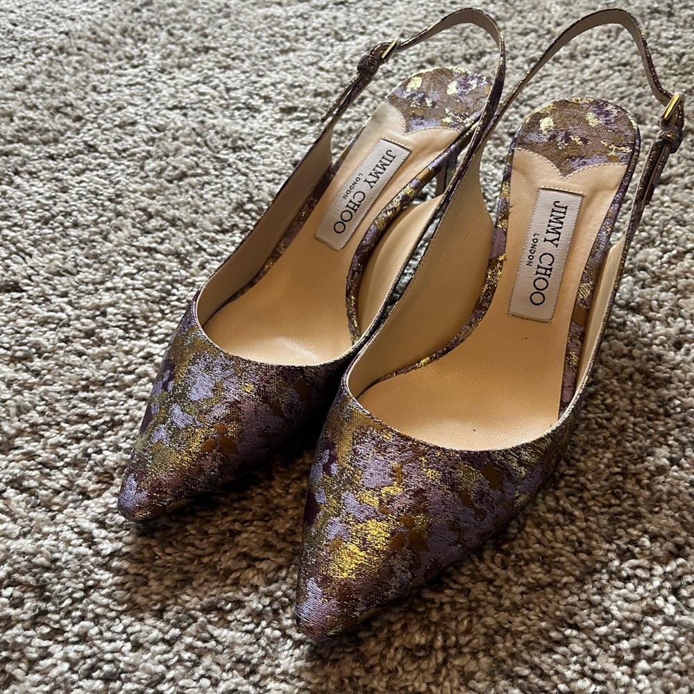Jimmy Choo Purple and Gold Heels